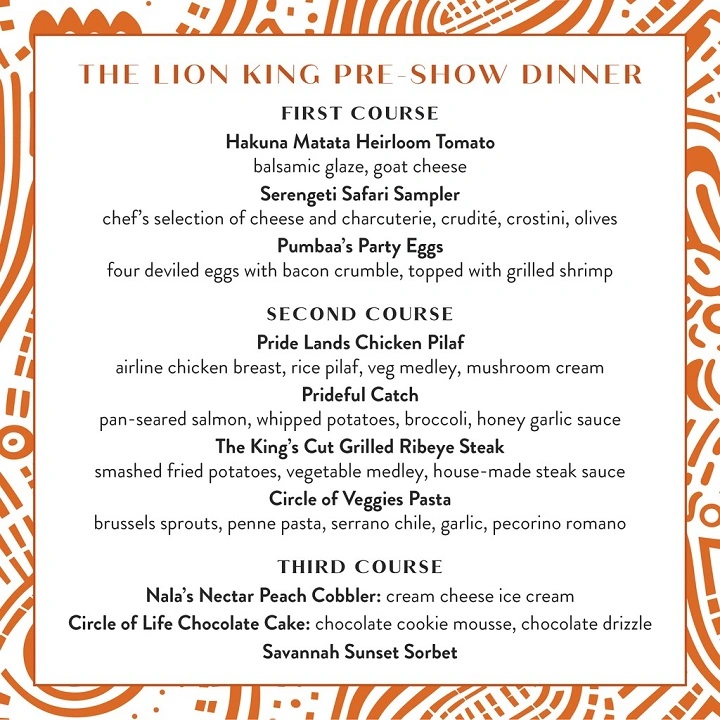 Lion King Dinner Menu: A Royal Feast Experience