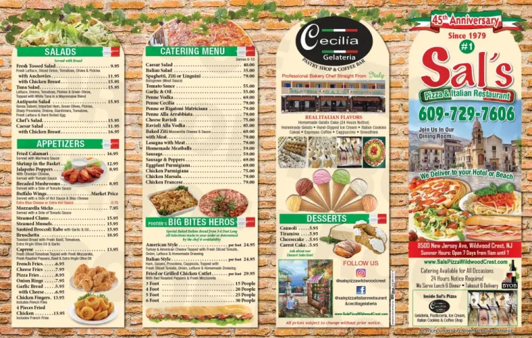 Sal’s Pizza & Authentic Mexican Food Menu: A Flavorful Combination