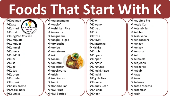 food that starts with the letter k 1